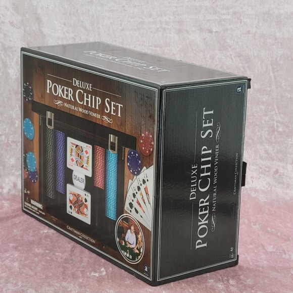 Deluxe Poker Chip Set Natural Wood Veneer Craftsman Collection NEW - Picture 2 of 8